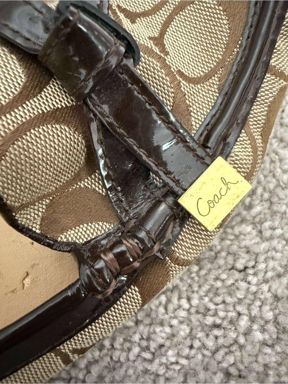 Coach Brown Signature Canvas Loafers with Dark Trim - Picture 6 of 8